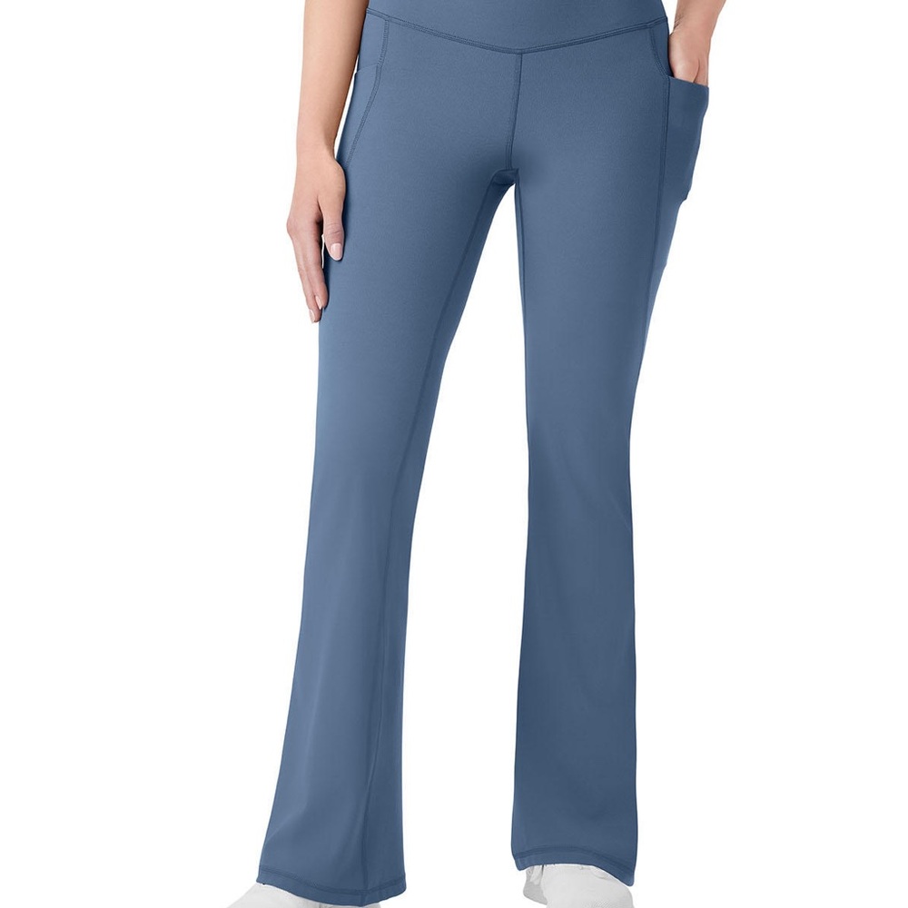 Blue Flare Pants with High-Rise Waist Yoga pant - Picture 1 of 6